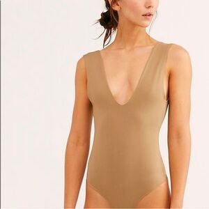 FREE PEOPLE Keep it Sleek Bodysuit in Tan Size XS